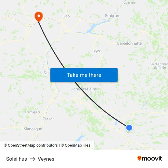 Soleilhas to Veynes map
