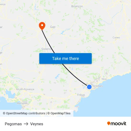 Pegomas to Veynes map