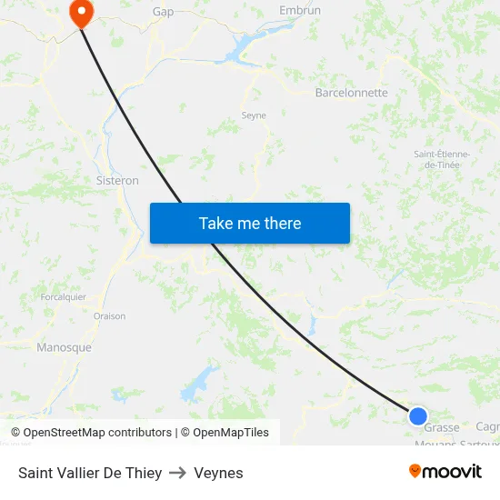 Saint Vallier De Thiey to Veynes map