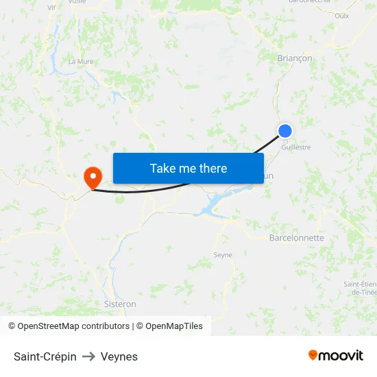 Saint-Crépin to Veynes map