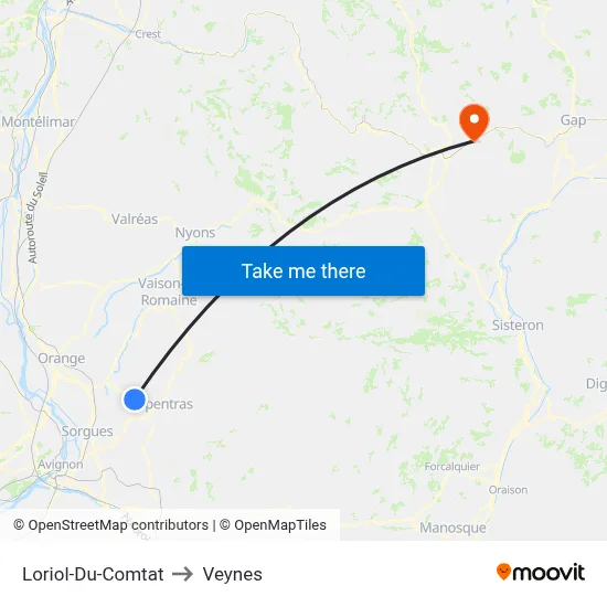 Loriol-Du-Comtat to Veynes map