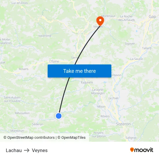Lachau to Veynes map