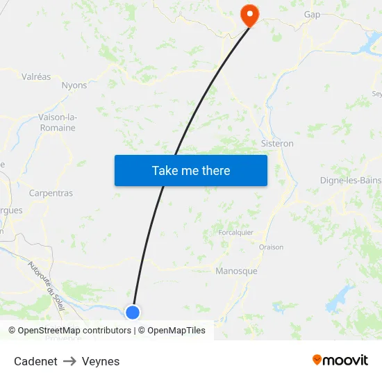 Cadenet to Veynes map