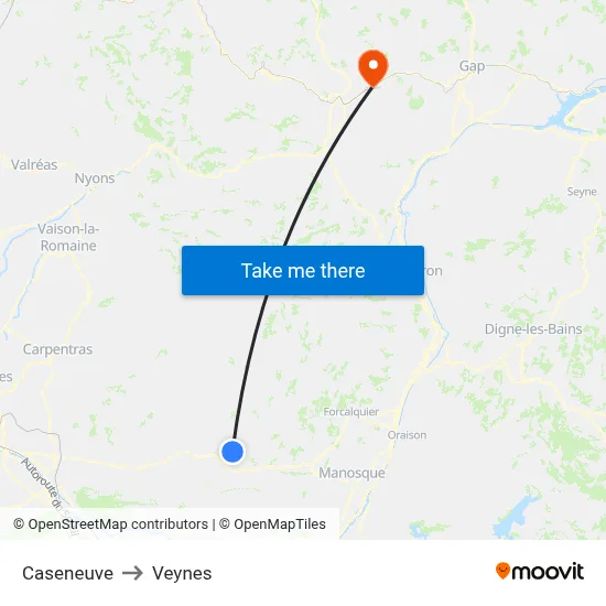 Caseneuve to Veynes map