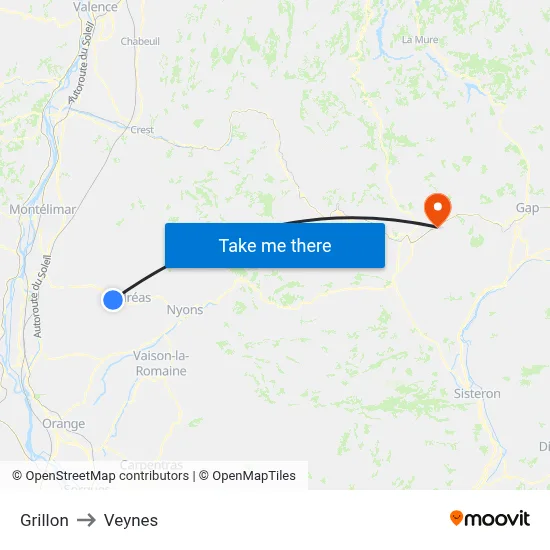 Grillon to Veynes map