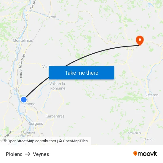 Piolenc to Veynes map