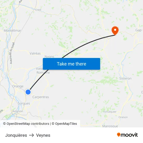 Jonquières to Veynes map