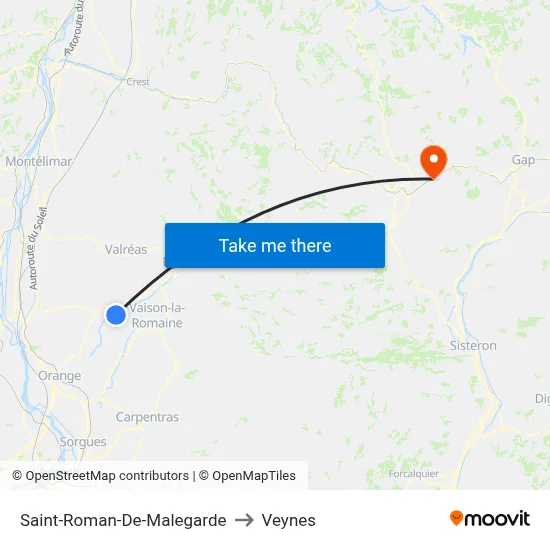 Saint-Roman-De-Malegarde to Veynes map