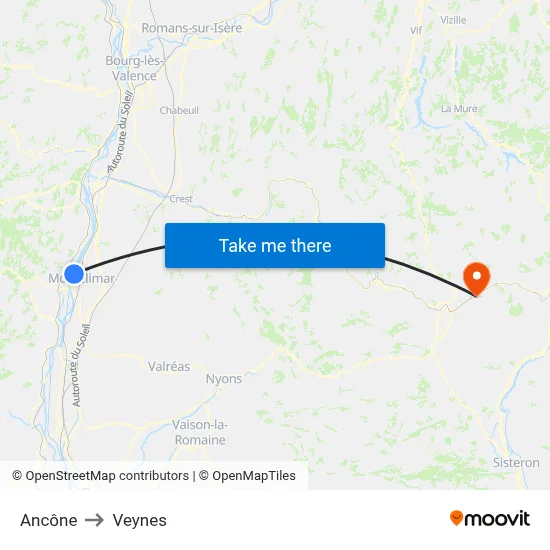 Ancône to Veynes map