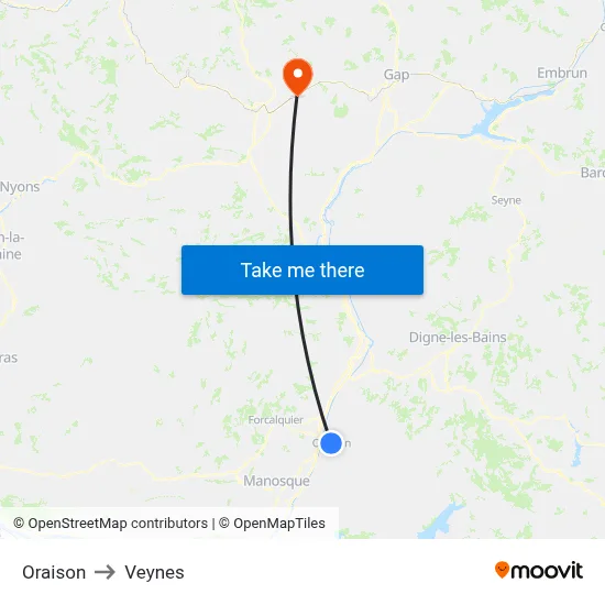 Oraison to Veynes map