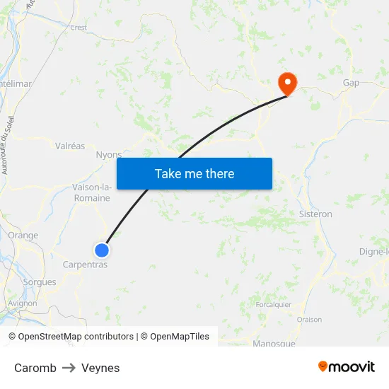 Caromb to Veynes map