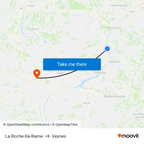 La Roche-De-Rame to Veynes map