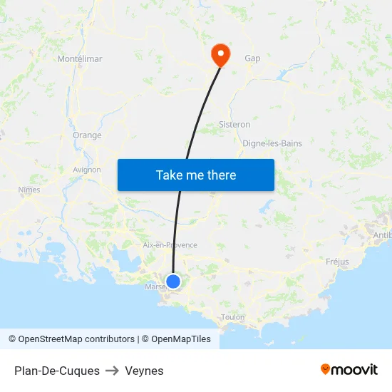 Plan-De-Cuques to Veynes map