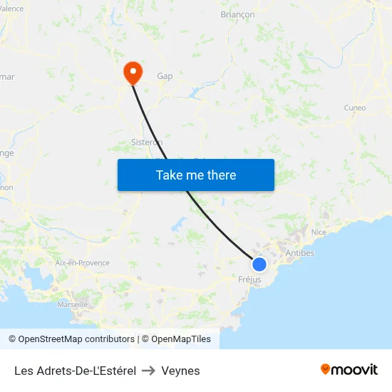 Les Adrets-De-L'Estérel to Veynes map