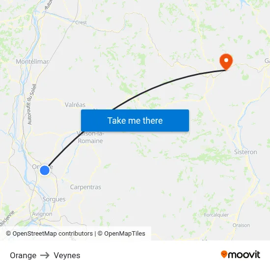 Orange to Veynes map