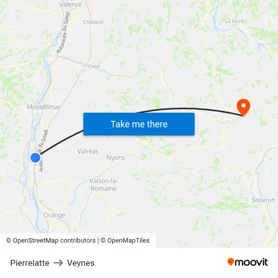 Pierrelatte to Veynes map