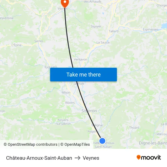 Château-Arnoux-Saint-Auban to Veynes map
