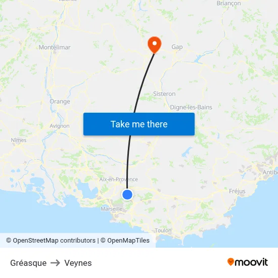 Gréasque to Veynes map