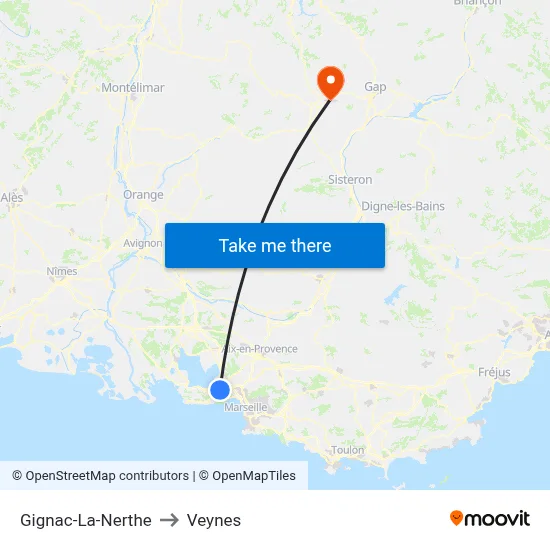 Gignac-La-Nerthe to Veynes map