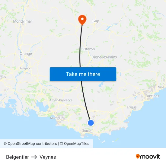 Belgentier to Veynes map