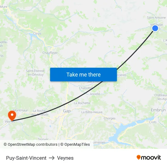Puy-Saint-Vincent to Veynes map