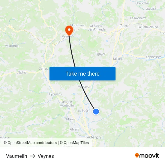 Vaumeilh to Veynes map