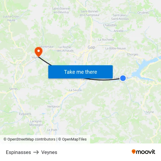 Espinasses to Veynes map