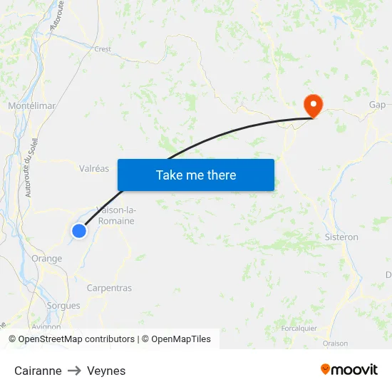 Cairanne to Veynes map