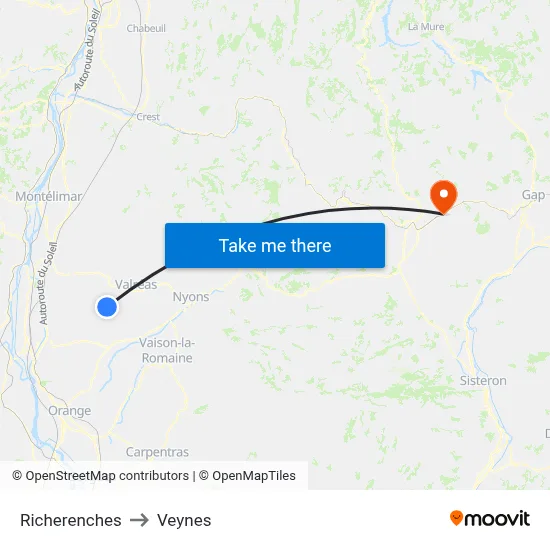 Richerenches to Veynes map