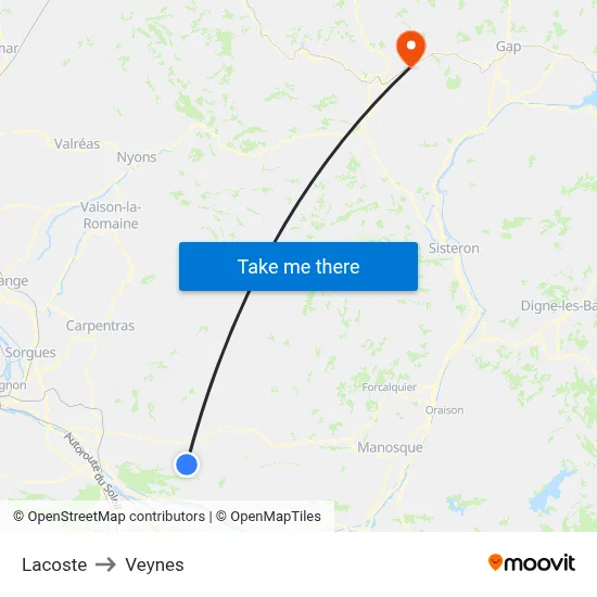 Lacoste to Veynes map