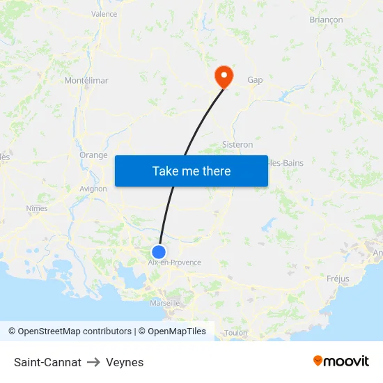 Saint-Cannat to Veynes map