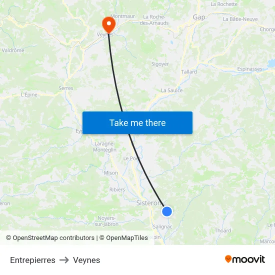 Entrepierres to Veynes map