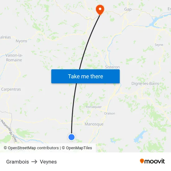 Grambois to Veynes map