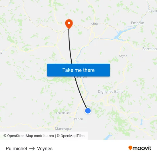 Puimichel to Veynes map