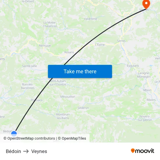 Bédoin to Veynes map
