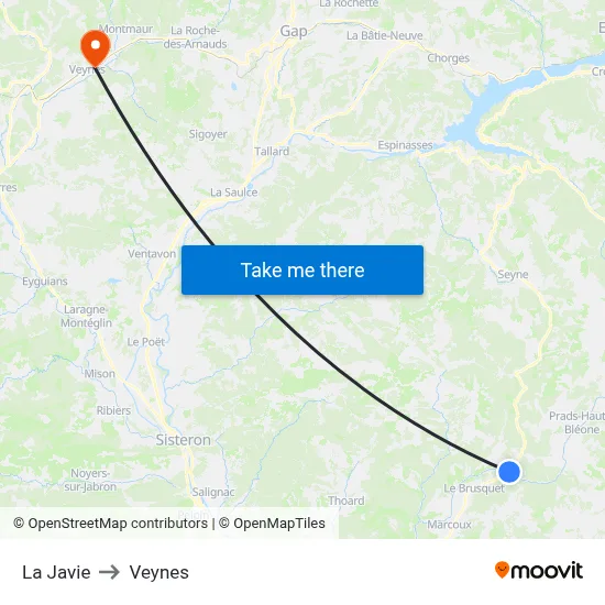 La Javie to Veynes map