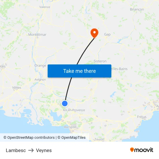 Lambesc to Veynes map