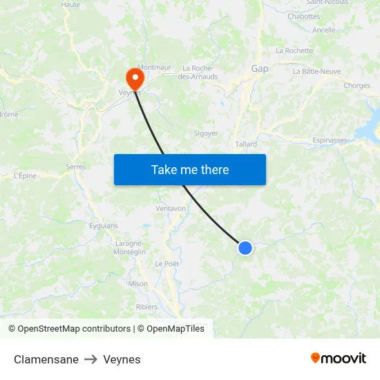 Clamensane to Veynes map