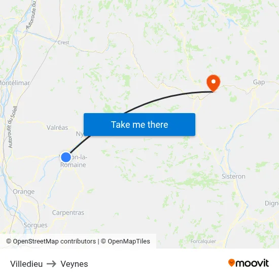 Villedieu to Veynes map