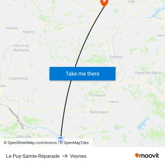 Le Puy-Sainte-Réparade to Veynes map