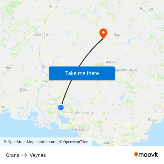 Grans to Veynes map