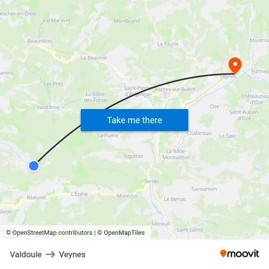Valdoule to Veynes map