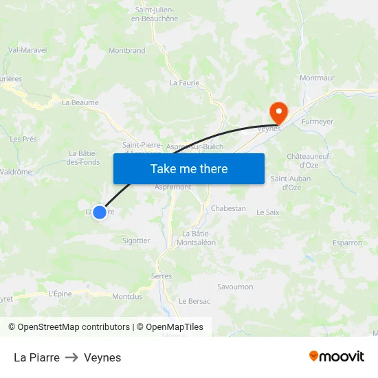 La Piarre to Veynes map