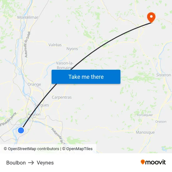Boulbon to Veynes map