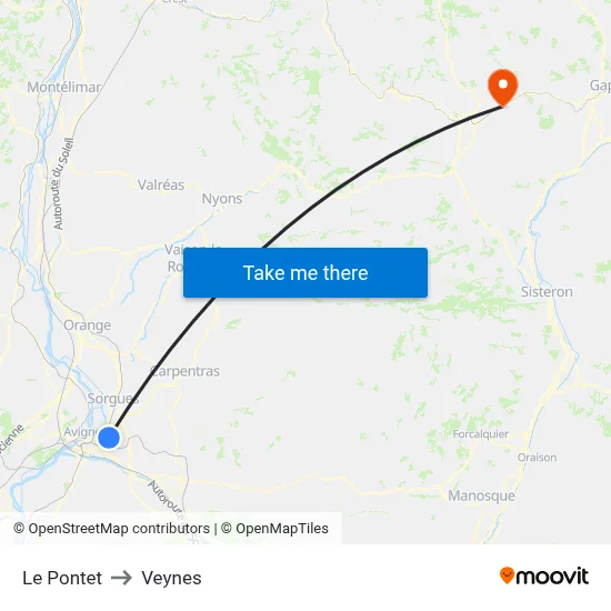 Le Pontet to Veynes map