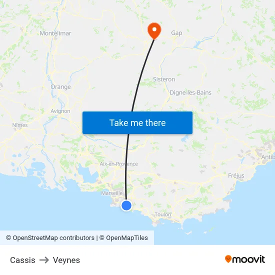 Cassis to Veynes map