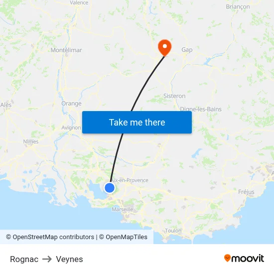 Rognac to Veynes map