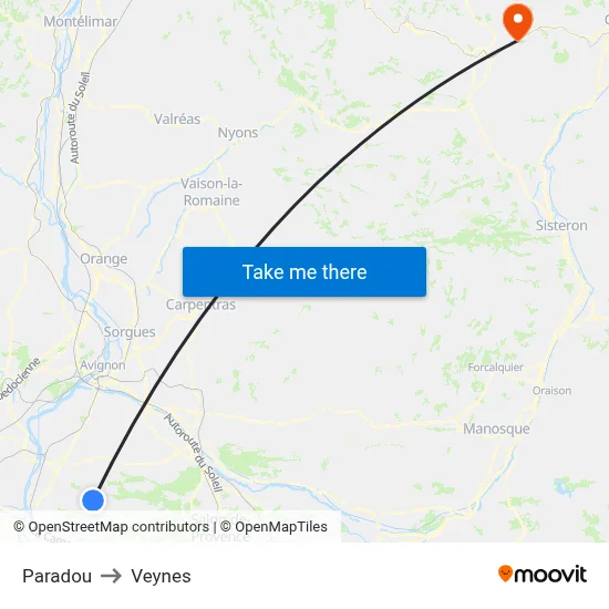 Paradou to Veynes map