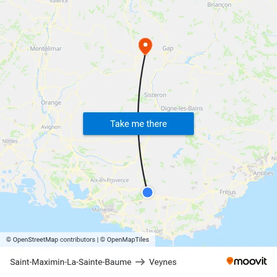 Saint-Maximin-La-Sainte-Baume to Veynes map