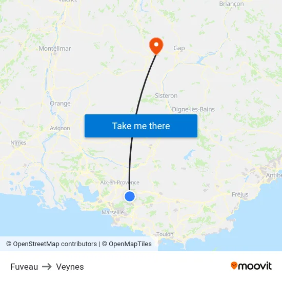 Fuveau to Veynes map